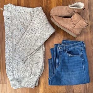 Cozy Gray Cable Knit Sweater